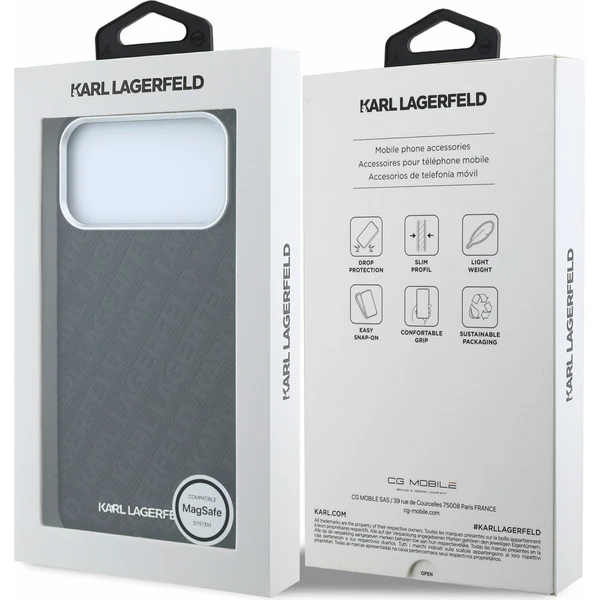 Karl Lagerfeld PU Grained Allover Semi Wrap Magsafe kryt iPhone 18 Pro Max černý - Pouzdra - Obrázek a6700e7c888a4d33b390a920facb80c9