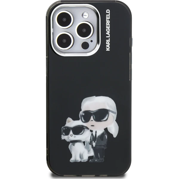 Karl Lagerfeld IML Aquarelle Karl and Choupette kryt iPhone 15 Pro černý - Pouzdra - Obrázek a698bd026111483eabd690a64a1cac39