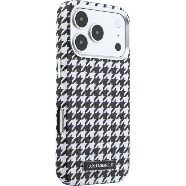 Karl Lagerfeld PU Houndstooth Resin Plate MagSafe kryt iPhone 17 Pro černý - Pouzdra - Obrázek a7983cdd34b141c8b5297145bd53f72d