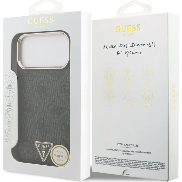 Guess PU Leather 4G Strass Triangle Logo Gold Frame MagSafe kryt iPhone 18 Pro Max černý - Pouzdra - Obrázek a7b710d338754be5939b5033e1050548