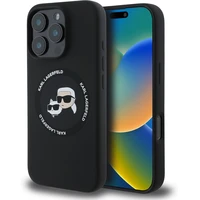 Karl Lagerfeld Liquid Silicone K&CH Heads MagSafe kryt iPhone 16 Pro Max černý - Pouzdra