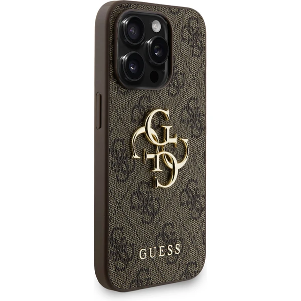 Guess PU 4G Metal Logo Strap kryt iPhone 15 Pro Max hnědý - Pouzdra - Obrázek a830ffab4dc94384bc331591bf9d08e5