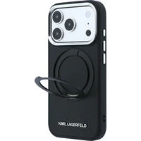 Karl Lagerfeld PU Saffiano Ring Stand MagSafe kryt iPhone 18 Pro Max černý - Pouzdra