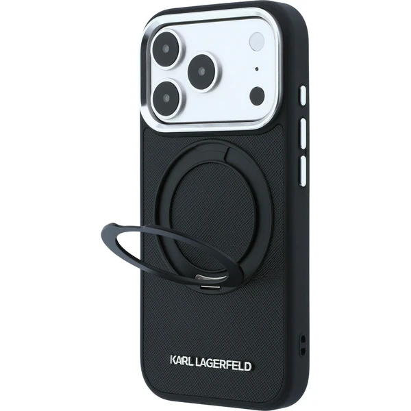 Karl Lagerfeld PU Saffiano Ring Stand MagSafe kryt iPhone 18 Pro Max černý - Pouzdra - Obrázek a837cc44bde24250a8066faaf0e92d04
