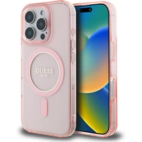 Guess IML Glitter Ring MagSafe kryt pro iPhone 16 Pro růžový - Pouzdra