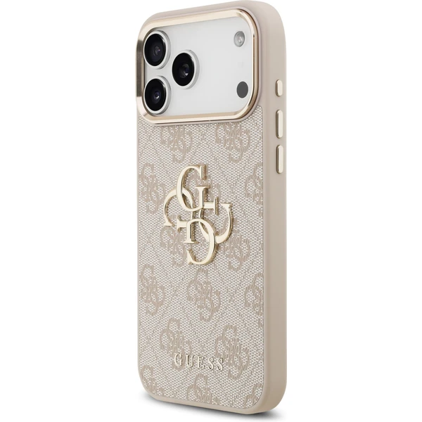 Guess PU Leather 4G Metal Logo Gold Frame MagSafe kryt iPhone 17 Pro Max růžový - Pouzdra - Obrázek a87fe6d0b04c4403a4e922e4b4a4faff