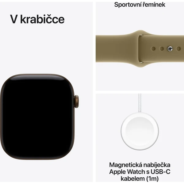 Apple Watch Series 12 (42mm) Tmavě bronzový zlatý hliník s olivovým sportovním řemínkem M/L - Chytré hodinky - Obrázek a89f2bd349b04959a323e1649d7ed2ca