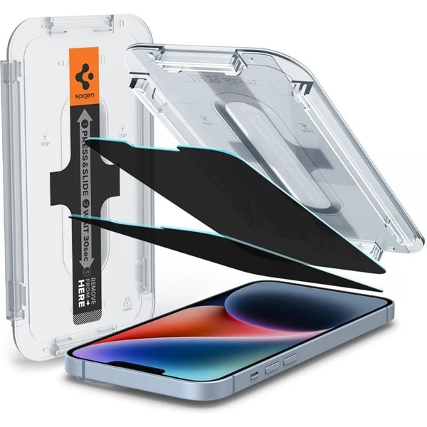 Spigen Glass tR EZ Fit Sensor Open Privacy sklo iPhone 16e/14/13 Pro/13 (2-pack) - Ochranné folie a skla - Hlavní obrázek
