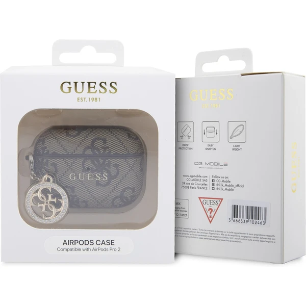Guess 4G Script PC/PU Charm pouzdro pro AirPods Pro 2 hnědé - Pouzdra - Obrázek a939af6e67c8423db389d2538b1d9071
