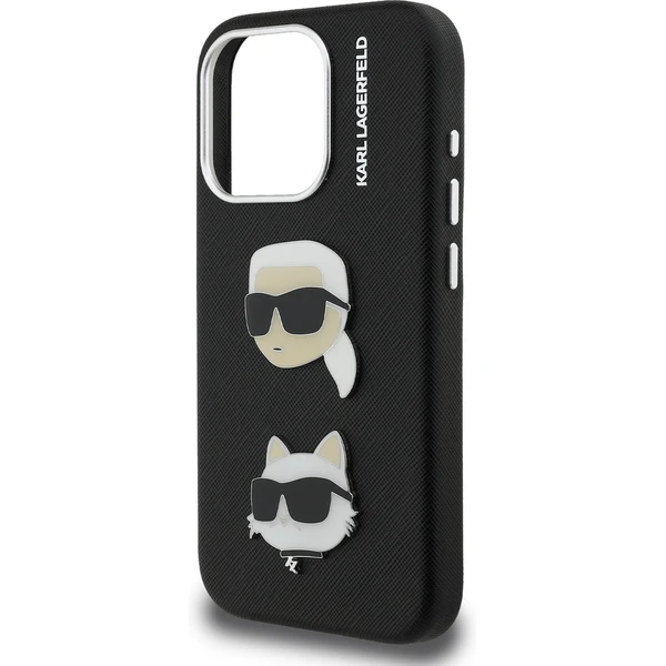 Karl Lagerfeld Grained PU K&CH Heads kryt iPhone 15 Pro Max černý - Pouzdra - Obrázek a978465c5969499eb5a9cd89c22ed808