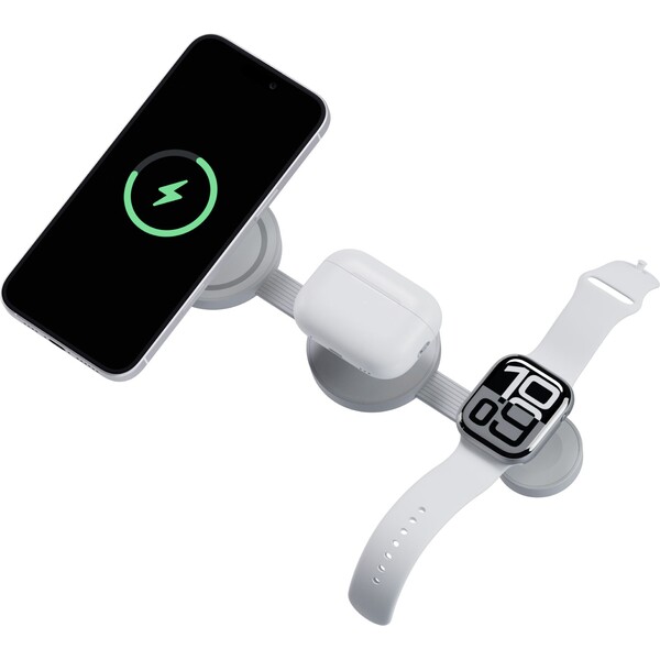 Energea Bazic GoMag Trio 2 3v1 Foldable MagSafe nabíječke 15W světle šedá
