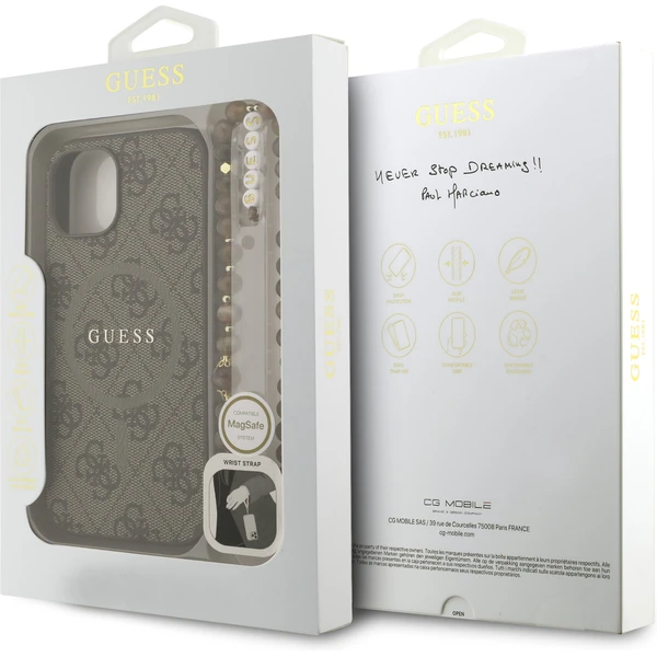 Guess PU Leather 4G Colored Ring Strap MagSafe kryt iPhone 15 hnědý - Pouzdra - Obrázek aa0dd8786bd44b9dbc08985daa610f20