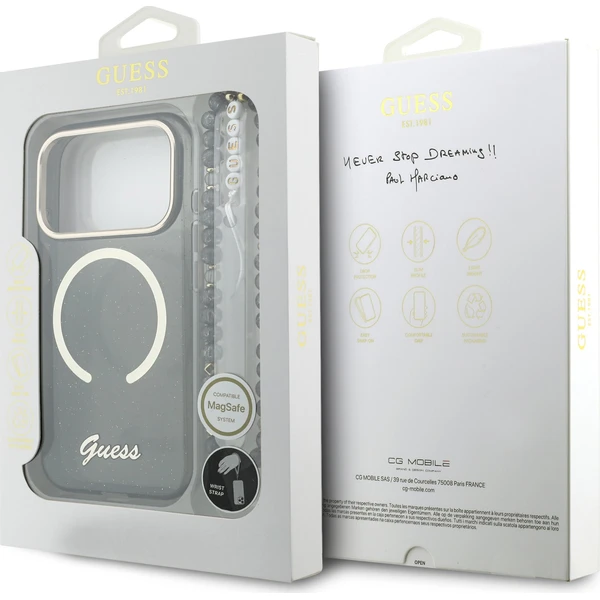 Guess IML Glitter Script Strap MagSafe kryt iPhone 17 Pro černý - Pouzdra - Obrázek aa96cd341a3d49b3a7e0983b1e8353e6