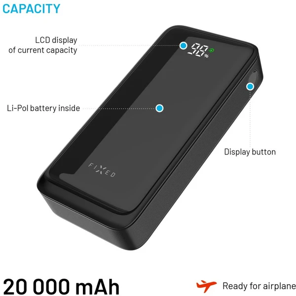 FIXED Zen2 20 powerbanka s LCD displejem a PD 20W, 20 000 mAh, černá - Powerbanky - Obrázek aaaca89d5b344f4aad3dcf8cdb915895