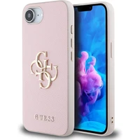 Guess PU Grained 4G Metal Logo kryt iPhone 17e/16e růžový - Pouzdra