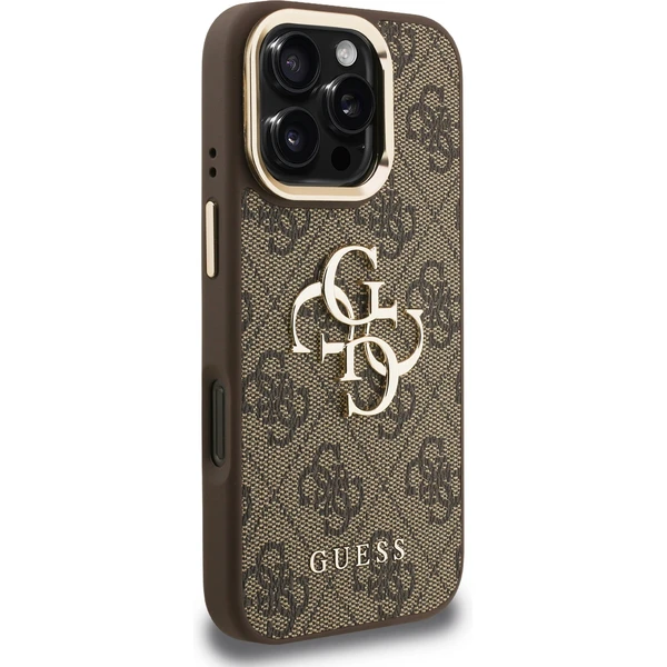 Guess PU 4G Metal Logo Stand Camera Frame kryt iPhone 16 Pro hnědý - Pouzdra - Obrázek ab0d75f1c70640599074ff22b1d324a5