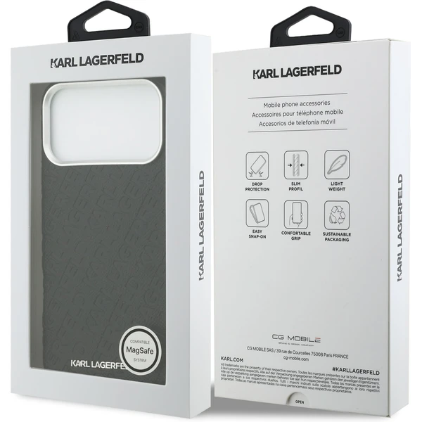 Karl Lagerfeld Grained PU Repeated Logo MagSafe kryt iPhone 17 Pro Max černý - Pouzdra - Obrázek ab204442537e408b90f7d20e80f98b9a