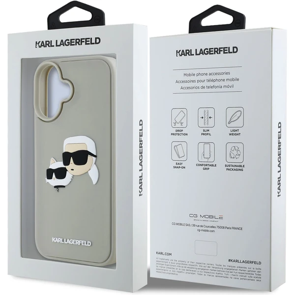 Karl Lagerfeld 3D Rubber Double Heads kryt iPhone 16 béžový - Pouzdra - Obrázek ab9d00d054b94effb123cbe3524cef5d