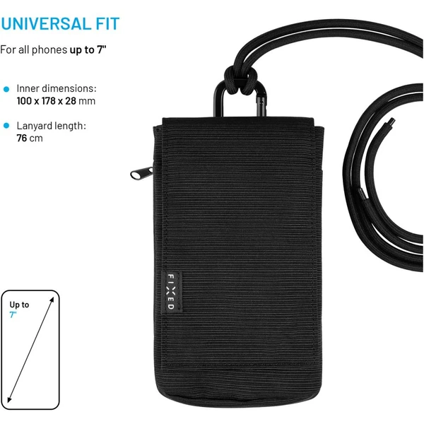 FIXED Camino Case crossbody pro mobilní telefony do 7", černé - Popruhy a crossbody - Obrázek abac1a4d9d0b40f7b198eefc3a19a8ea