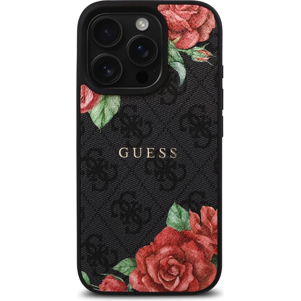 Guess PU Leather 4G Roses MagSafe kryt iPhone 16 Pro černý - Pouzdra - Obrázek abae39616a484fc5aee418916e4d6173