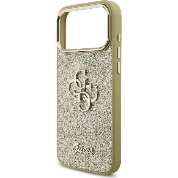 Guess PU Fixed Glitter 4G Metal Frame kryt iPhone 17 Pro Max zlatý - Pouzdra - Obrázek abd28179fdc840a38c9507710c0f2031