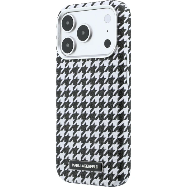 Karl Lagerfeld PU Houndstooth Resin Plate MagSafe kryt iPhone 17 Pro černý - Pouzdra - Obrázek ac13f06be57041779a30588c8c681c16