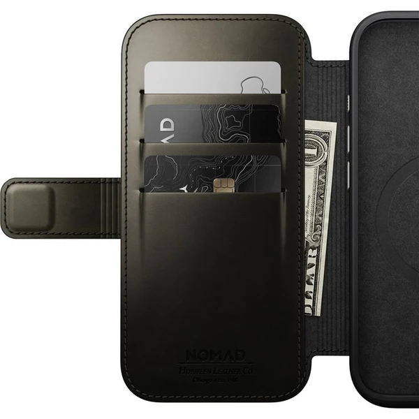 Nomad Modern Leather Folio MagSafe pouzdro iPhone 16 Pro zelené chromované - Pouzdra - Obrázek ac15bea806004f23963bbee2e1d95f87