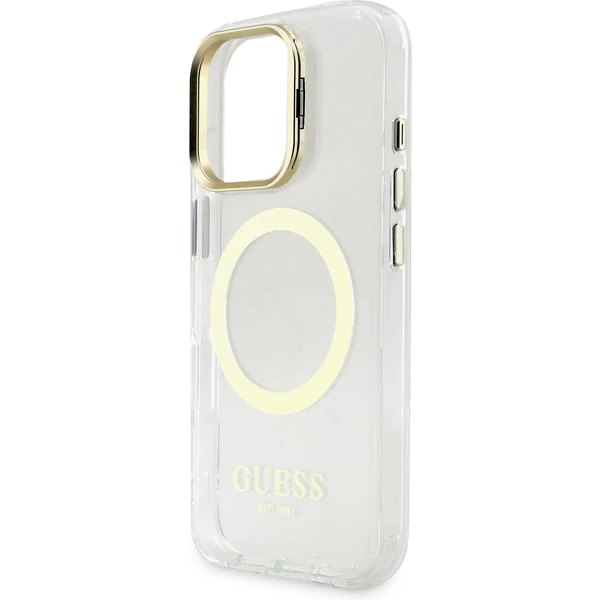 Guess IML Gold Outline Stand Camera Frame MagSafe kryt iPhone 16 Pro Max čirý - Pouzdra - Obrázek ad000ec90c2843b89898e2db316f629b