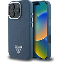 Guess PU Grained Triangle Logo kryt pro iPhone 16 Pro Max modrý - Pouzdra