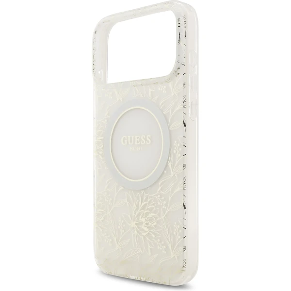 Guess IML Flowers Allover Strap MagSafe kryt iPhone 17 Pro Max bílý - Pouzdra - Obrázek ad43f8367ba648b9acc822cd109db39f