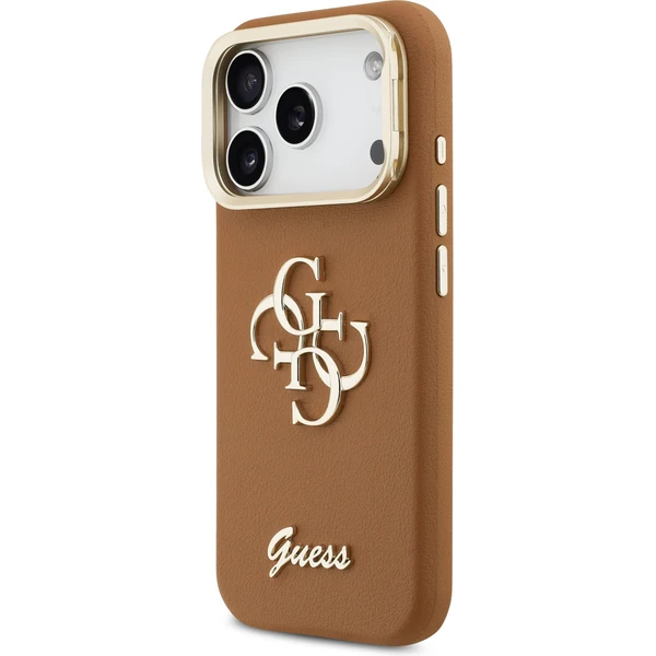Guess PU Grained 4G Logo Stand Camera Frame kryt iPhone 17 Pro hnědý - Pouzdra - Obrázek ad8c3e7b1cd3423baa317e7ac5997a12