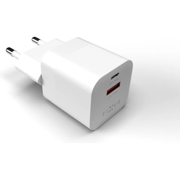 FIXED Mini nabíječka s USB-C a USB-A výstupem PD 20W a QC 3.0 bílá - Nabíječky - Obrázek addc2589628d474286b9f9b458eadba9