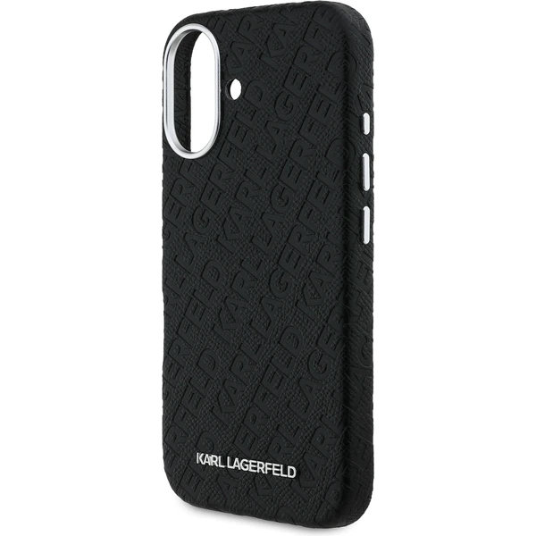 Karl Lagerfeld Grained PU Repeated Logo MagSafe kryt iPhone 16 černý - Pouzdra - Obrázek adfdd1341d5c4dcd9d21217b39f34beb