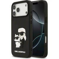 Karl Lagerfeld 3D Rubber Karl and Choupette kryt iPhone 17 Pro Max černý - Pouzdra