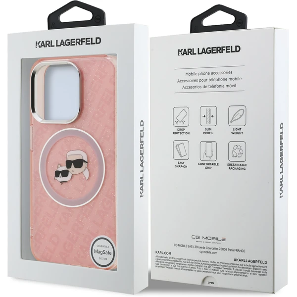 Karl Lagerfeld IML K&CH Heads Repeated Logo MagSafe kryt iPhone 15 Pro Max růžový - Pouzdra - Obrázek aeb1a5ff578948358eca9c172d514f5a