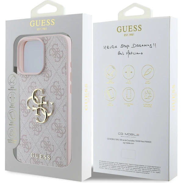 Guess PU 4G Metal Logo kryt pro iPhone 16 Pro růžový - Pouzdra - Obrázek aebdf11de0ce4ce49f76f324aae23102