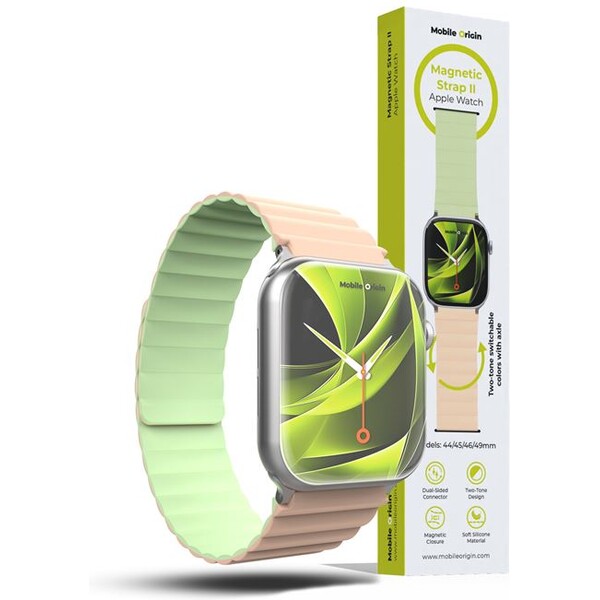 Řemínek pro Apple Watch 42/44/45/49 mm Mobile Magnetic Strap II - růžový/zelený