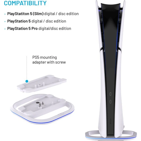 FIXED stojánek pro PlayStation 5/5 (Slim) a PlayStation 5 Pro s RGB LED bílý - Nabíječky - Obrázek af0f945f3aa74d0f887c7f8ed84d4d29