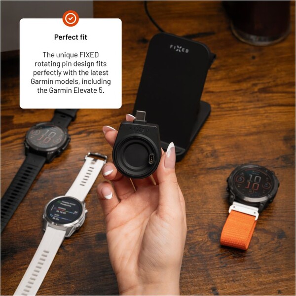 FIXED Nabíjecí USB-C adaptér pro Garmin Fenix 5/6/7/7X/8, Epix, Venu 2/3/3S, Vívoactive 3/4/5 černý - Nabíječky - Obrázek af1ec4029c734f3dba74730de7a67a20