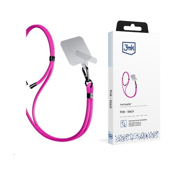 3mk EasyClip univerzální šňůrka pro telefony se zadním krytem růžová