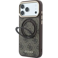 Guess PU 4G Ring Stand MagSafe kryt iPhone 18 Pro hnědý - Pouzdra