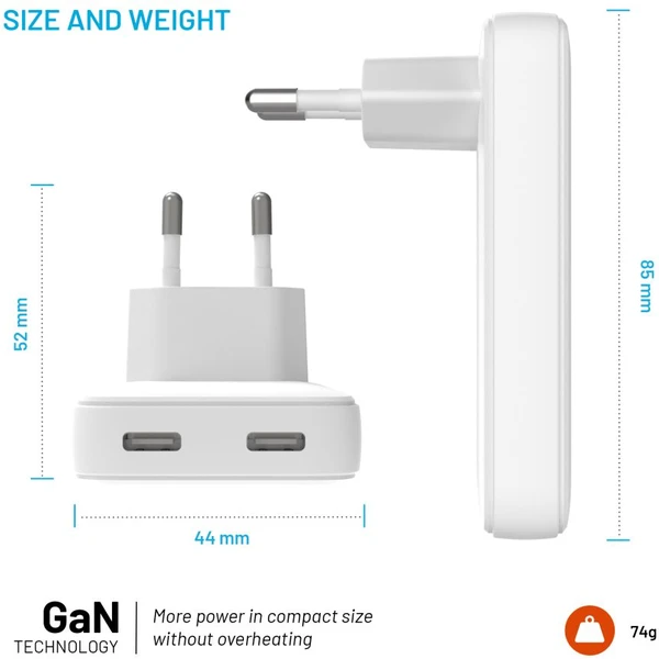 FIXED Slim GaN nabíječka (2x USB-C), PD, 45W, bílá - Nabíječky - Obrázek afbde25c0ebf4caaa43ff6171399e94f