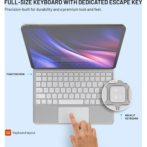 FIXED Typee Alu pouzdro s bezdrátovou klávesnicí iPad Pro 11" (18-22)/iPad Air (20-26), CZ, bílé - Pouzdra s klávesnicí - Obrázek afcd88aa51484cf8b2a97dd70f868a29