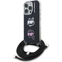 Karl Lagerfeld IML Crossbody K&CH Heads Zadní Kryt pro iPhone 16 Pro černý - Pouzdra