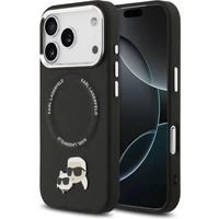 Karl Lagerfeld PU Karl and Choupette Heads Pins MagSafe kryt iPhone 17 Pro Max černý - Pouzdra