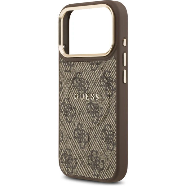 Guess PU Leather 4G Gold Frame MagSafe kryt iPhone 17 Pro hnědý - Pouzdra - Obrázek b05187f451374a27a4cab260b04f22d5