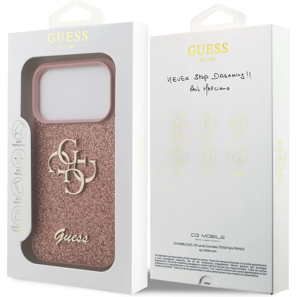 Guess PU Fixed Glitter 4G Metal Logo kryt iPhone 17 Pro růžový - Pouzdra - Obrázek b076b54e394348b5be45dc1315c0b890