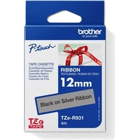 Brother TZe-R931 textilní páska černá na stříbrném 12 mm - Pásky pro štítkovače