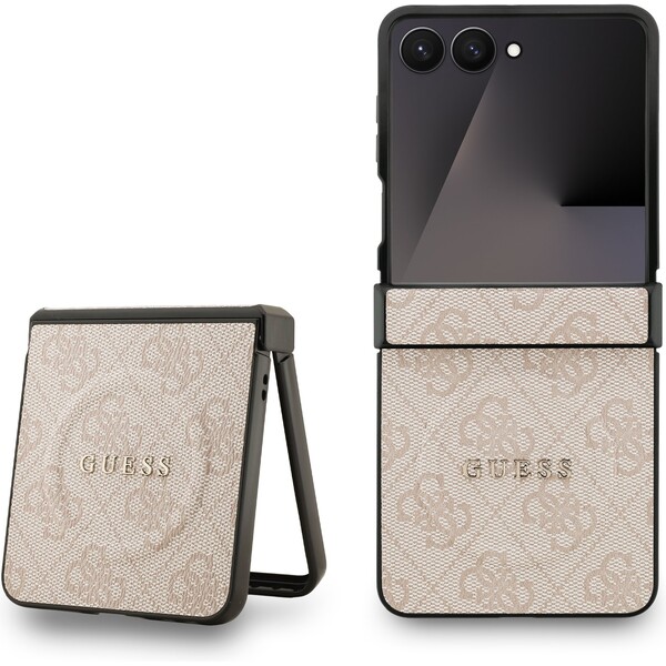 Guess PU Leather 4G Colored Ring Magnetic kryt Samsung Galaxy Z Flip 7 růžový
