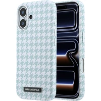 Karl Lagerfeld PU Houndstooth Resin Plate MagSafe kryt iPhone 17 modrý - Pouzdra